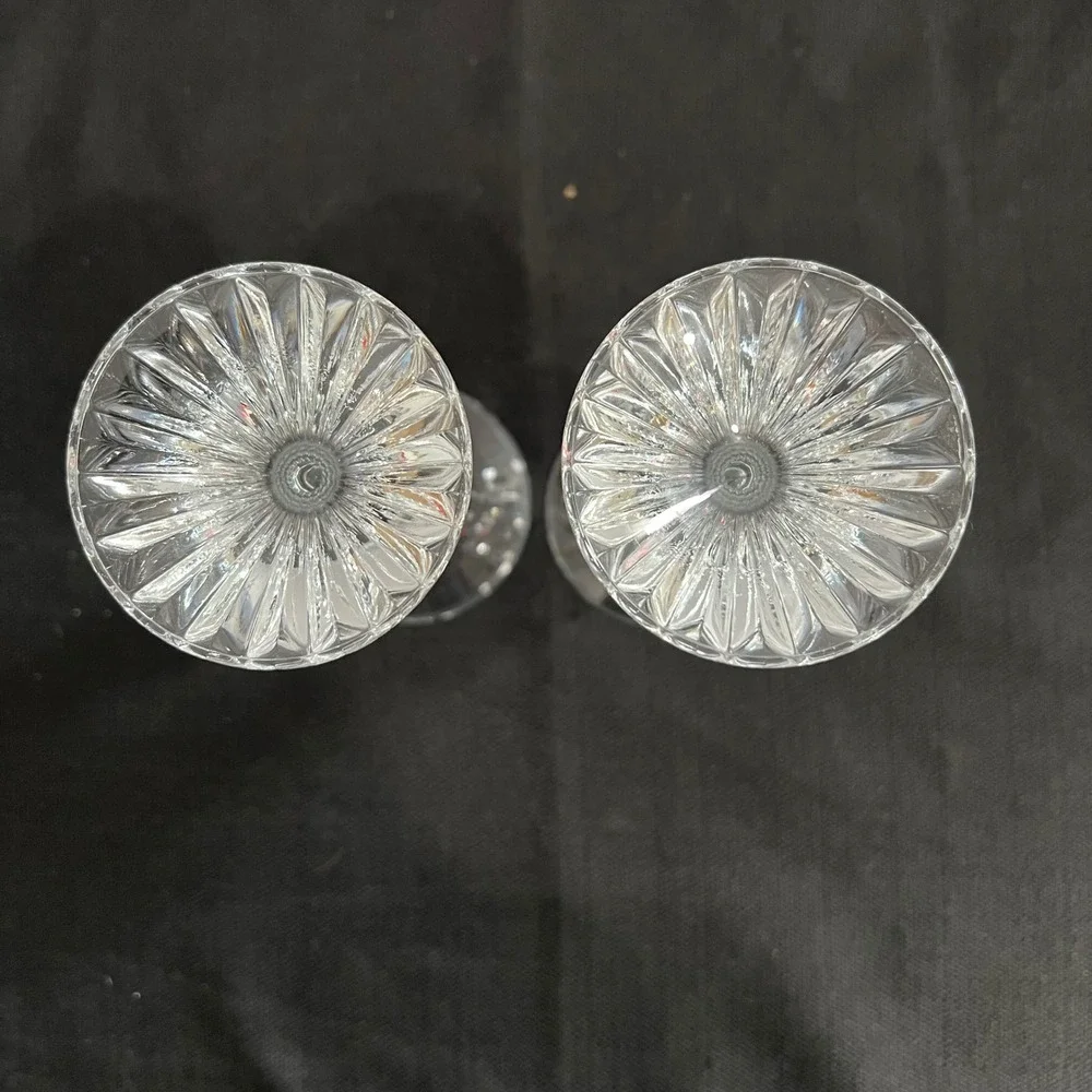 Vintage Clear Fluted Glass Taper Candlestick Holders Set of 2 Trumpet Base 7.25